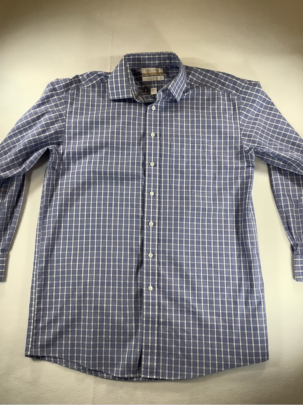 Roundtree & Yorke Light Blue and White Check Dress Shirt